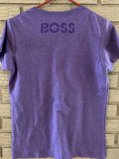 A purple shirt with the word boss on it.
