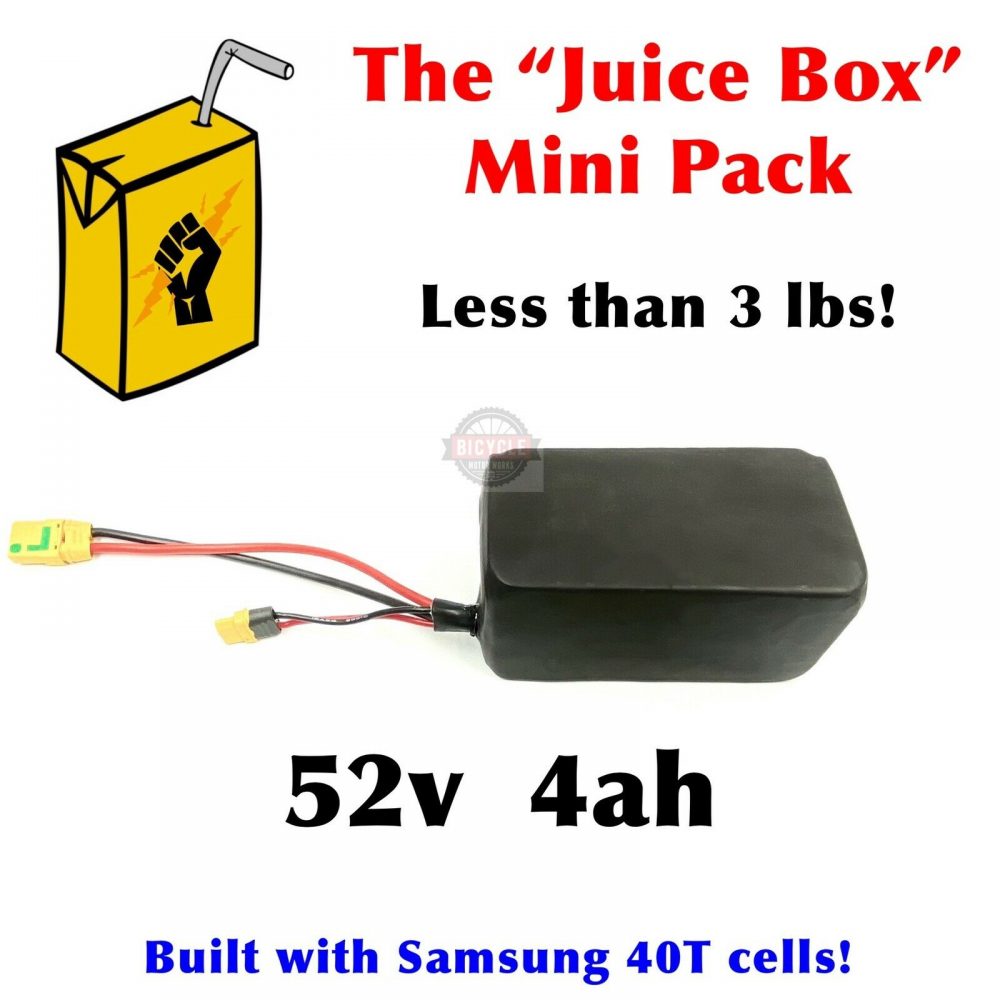 A juice box mini pack with 4 cells for charging.
