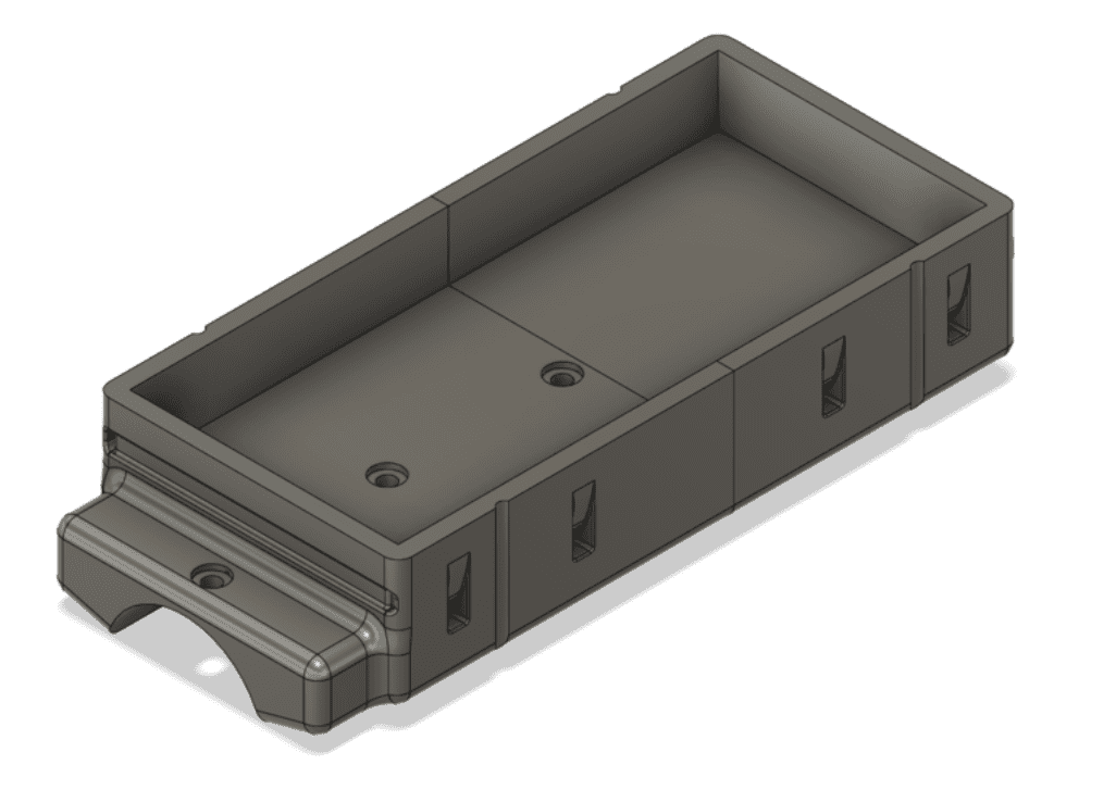 A 3 d image of the bottom portion of a rectangular container.