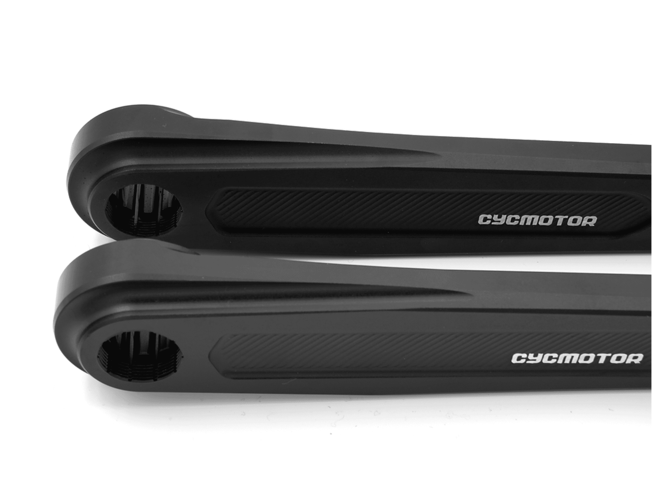 A pair of black bicycle forks with the word gnc on them.