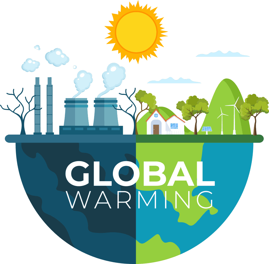 Global warming illustration with a split earth.